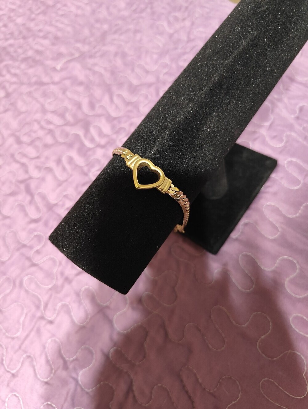 Gold Plated Chunky Hollow Heart Bracelet - Picture 3 of 4